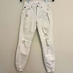 KanCan Womens Jeans Size 26 White Distressed Skinny Mid Rise Stretch Denim